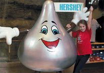 The Hershey mascots can be seen wandering around the Hershey Store in Niagara Falls, Canada
